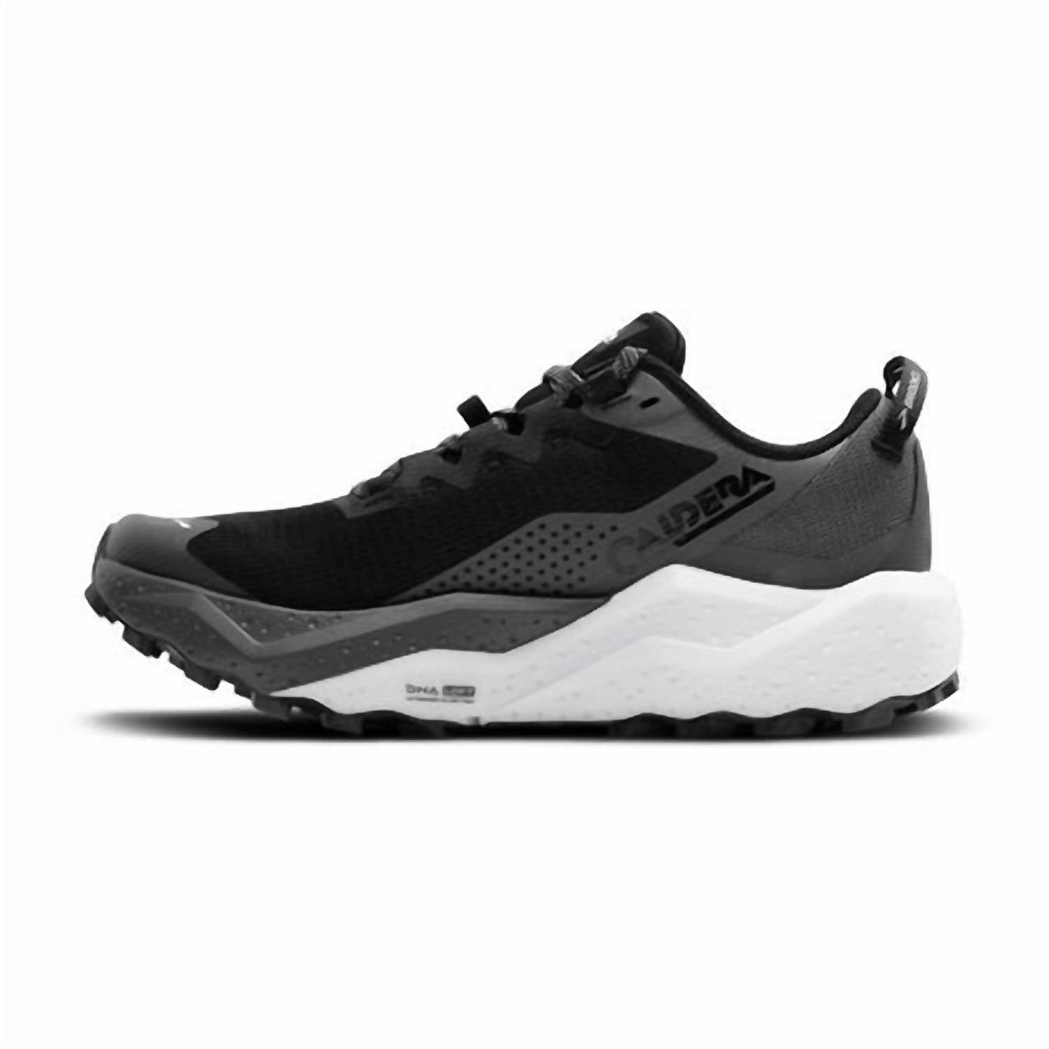 BROOKS Women's Caldera 8 Running Shoe in black blackened pearl white - women's shoe - detail view