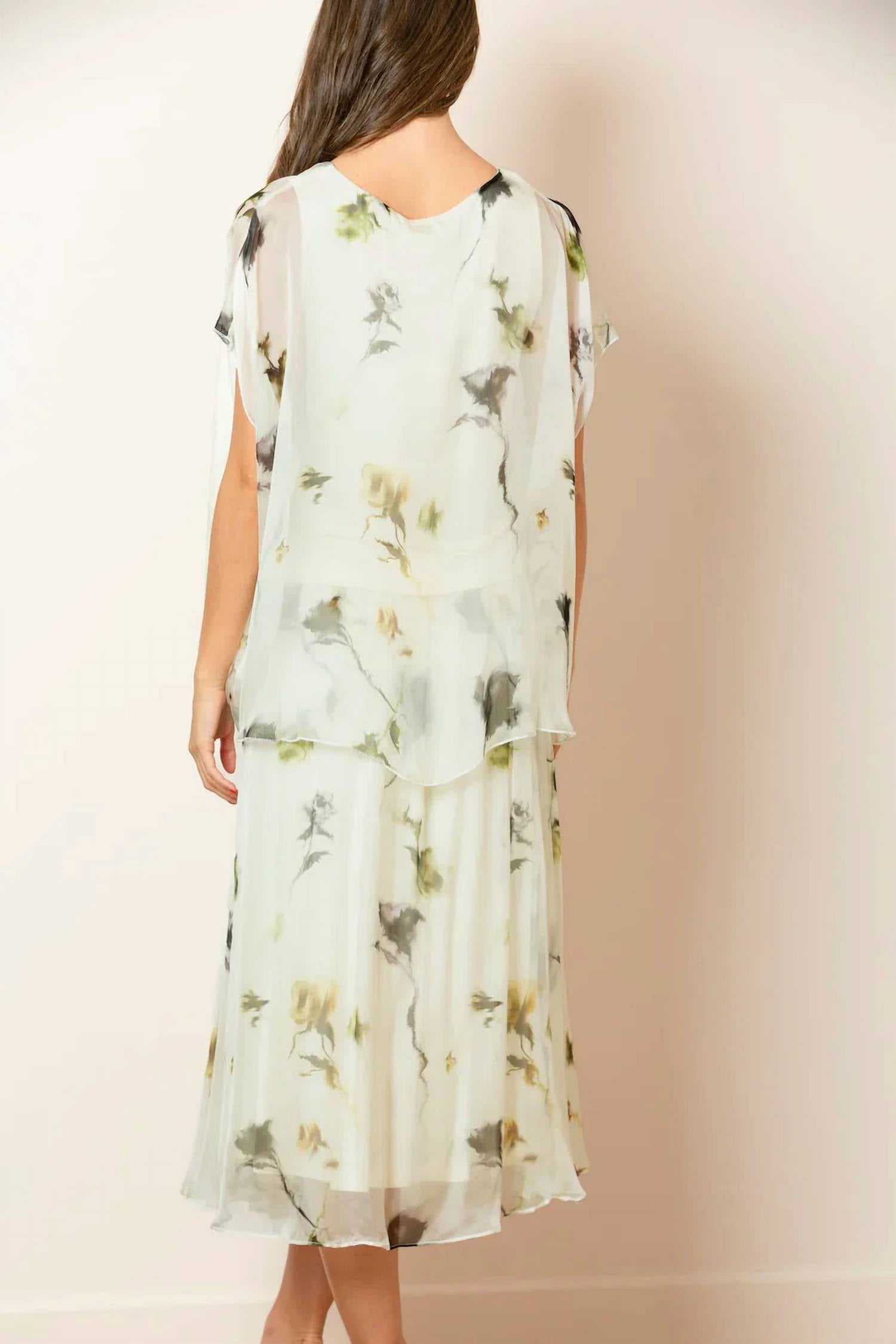 Jessie Liu - Printed Silk Drape Blouse