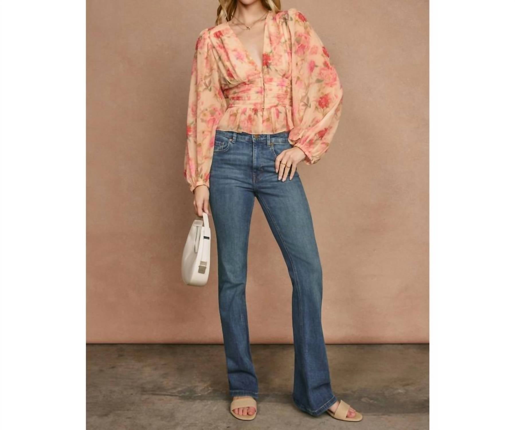 Dress Forum - Pastel Promise Plunging Raw Hem Blouse