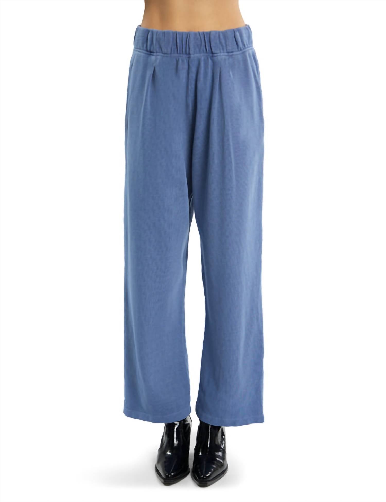LES TIEN Penny Pleated Pant in washed periwinkle - women's pants