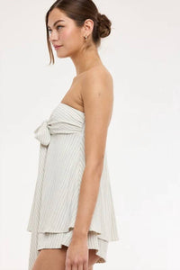 Sky To Moon - Luna Coast Strapless Striped Tie-Front Romper