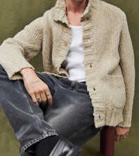 CLOSED Turtleneck Cardigan in silt grey - men's sweater - detail view