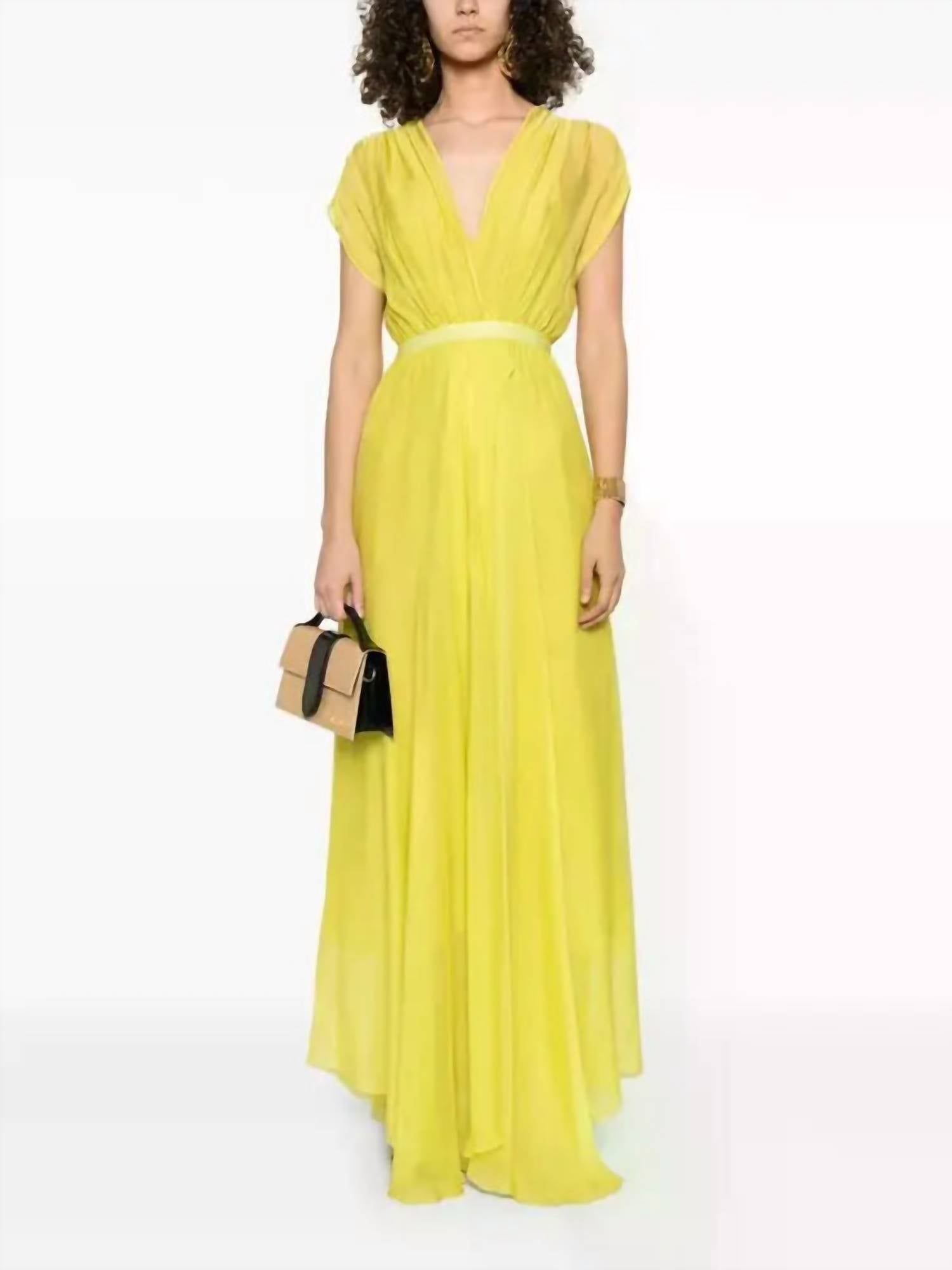 forte forte Chiffon Silk Maxi Dress in yellow - women's dress