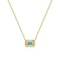 Eklexic - Women's Small Starburst Pendant With Turquoise Stone Necklace