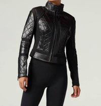 Blanc Noir - Classic Leather Mesh Moto Jacket