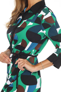 Joseph Ribkoff - Women's Geometric Print Midi Shirt Dress