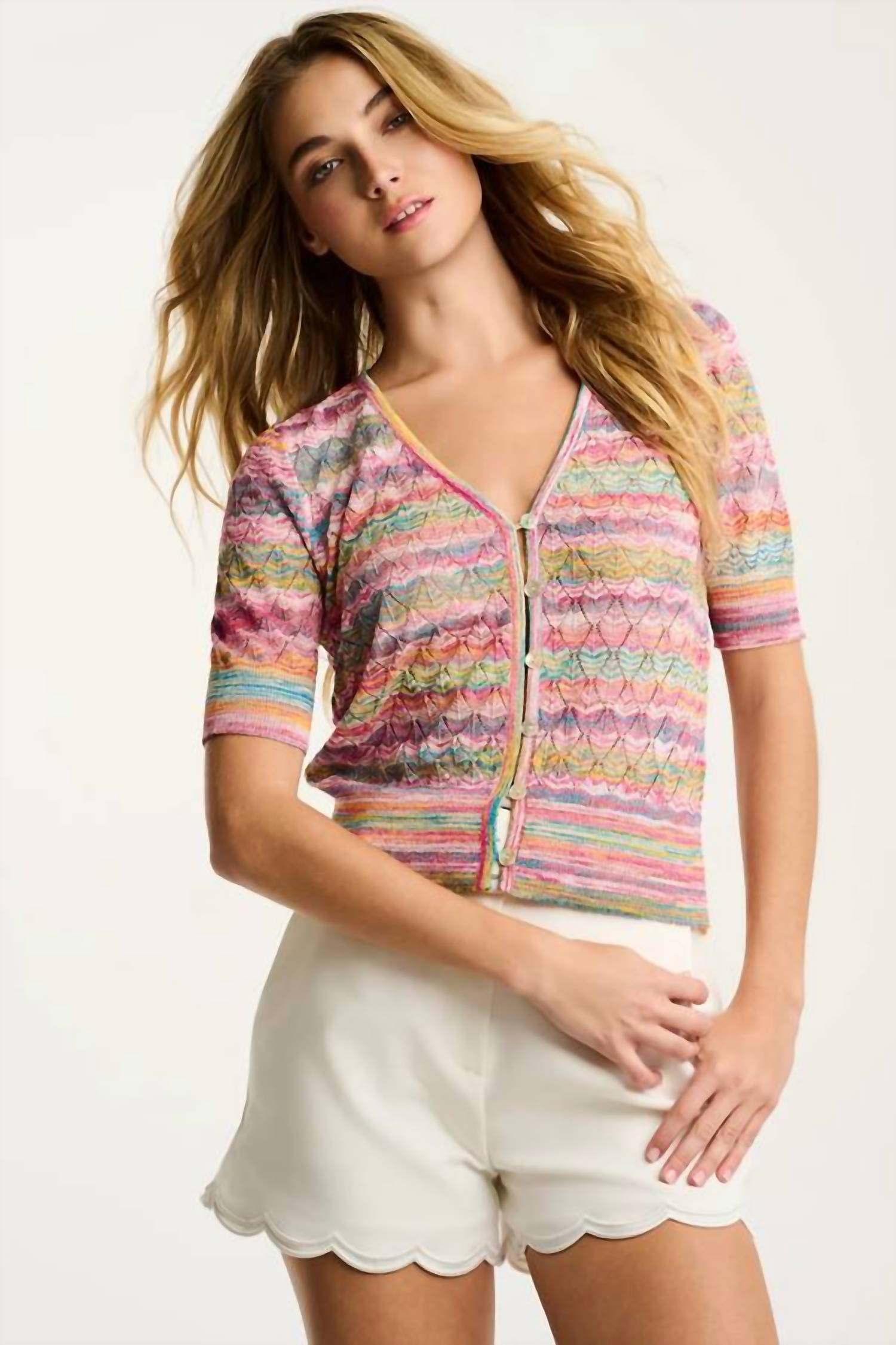 Lisa Todd - Sun-sational Button Up Short-sleeve Cardigan