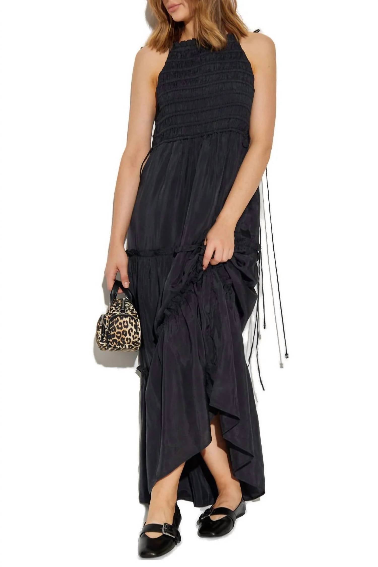 Ganni - Habotai Maxi Smock Slip Dress