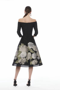 Frascara - Hydrangea Off Shoulder A-line Midi Dress