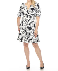 Joseph Ribkoff - Floral Print Puff Sleeve A-line Dress