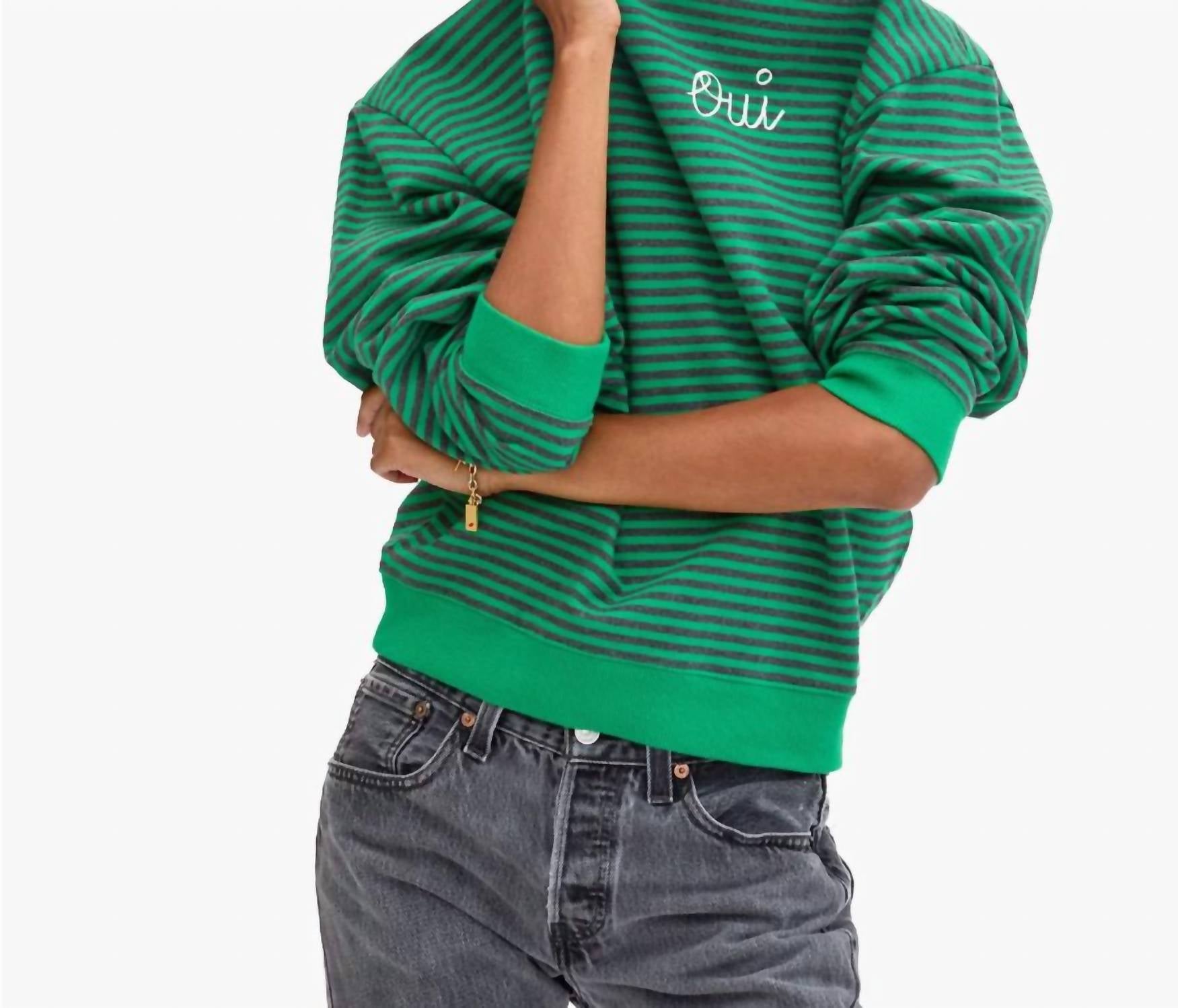Clare V. - Oversized Striped Sweatshirt