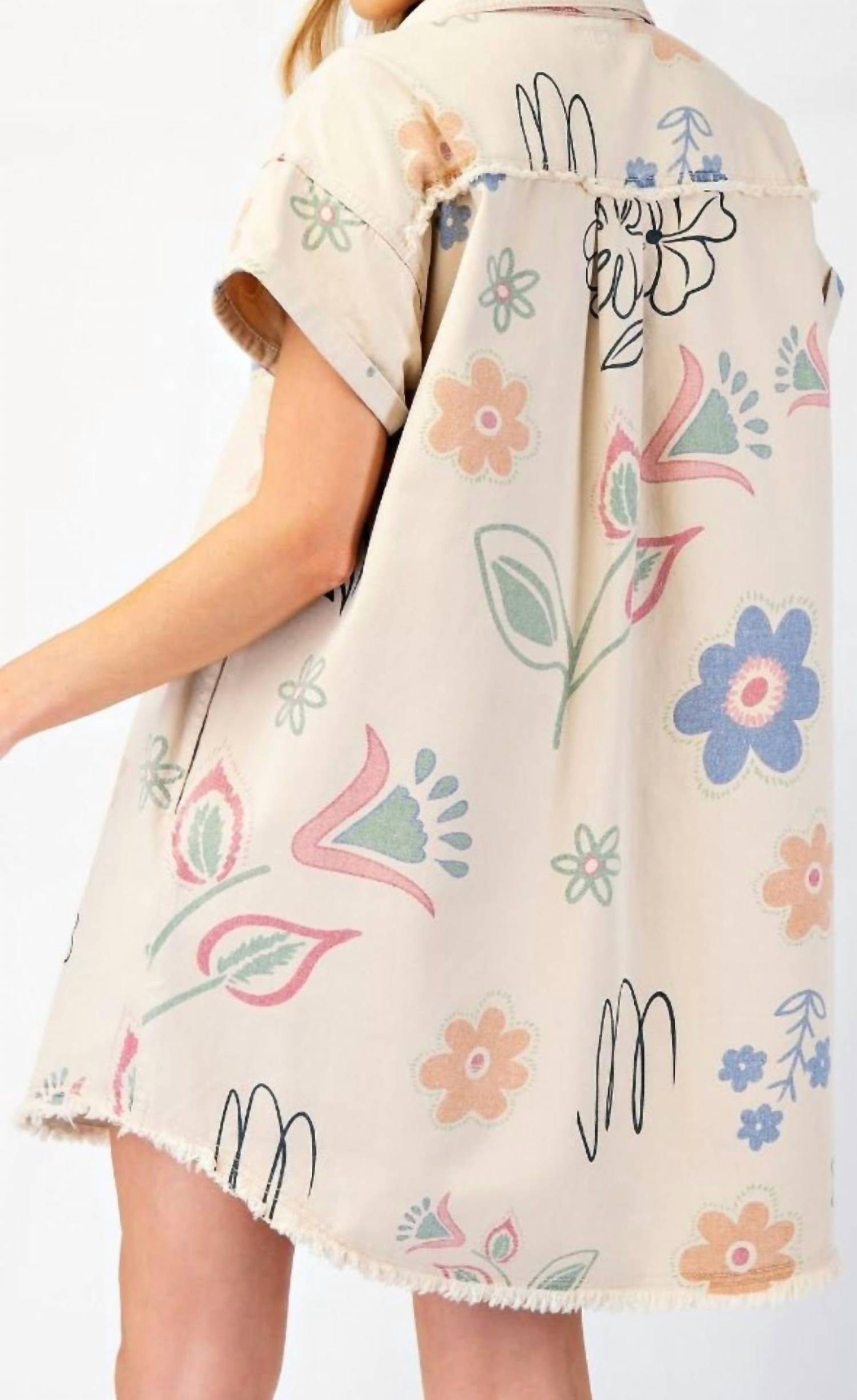 Easel - Rene Floral Denim Dress