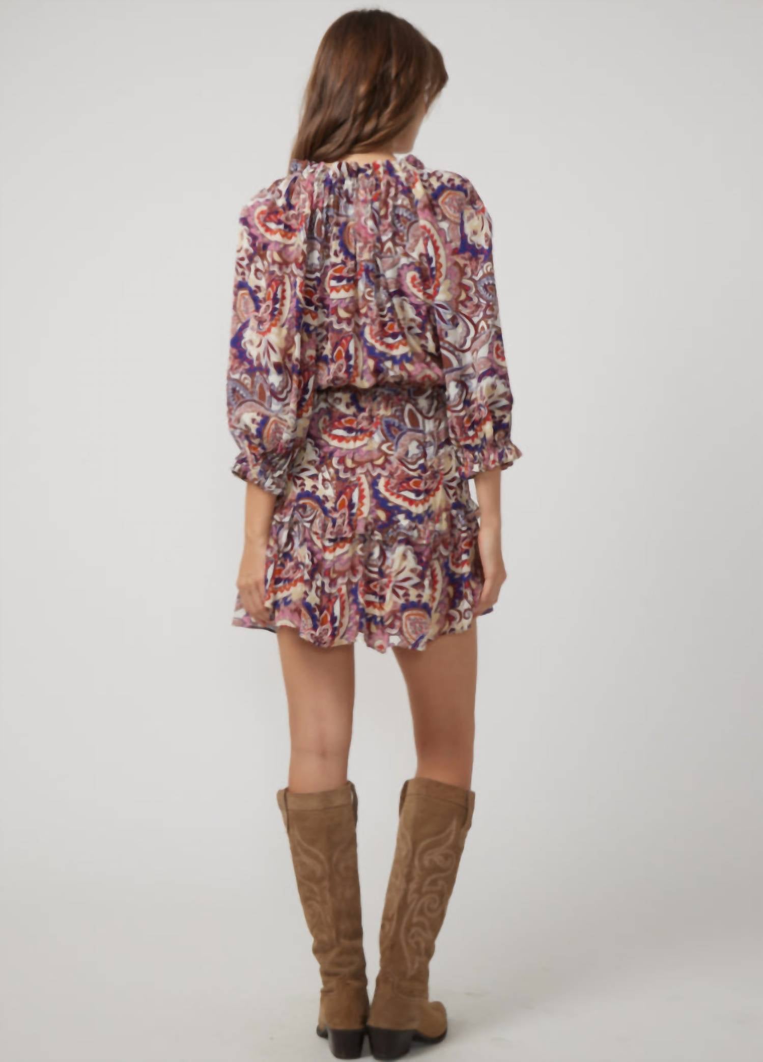 GILNER FARRAR Mel Mini Dress in moonshine mavericks - women's dress - detail view