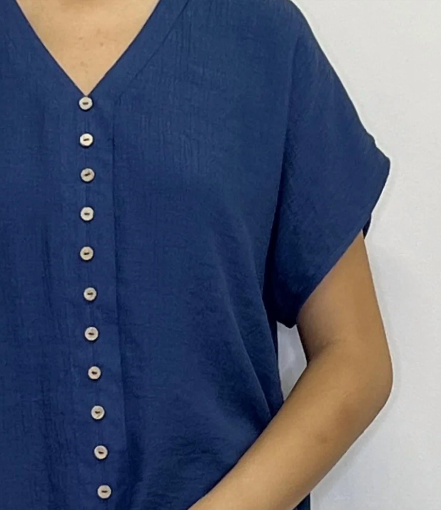 Papillon - Crinkle Button Front Extended Sleeve Top