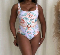 TFY Collection Island One Piece Swim Suit in lavender - women's swimwear - detail view