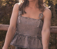 Blue B - Western Denim Buckle Peplum Tank