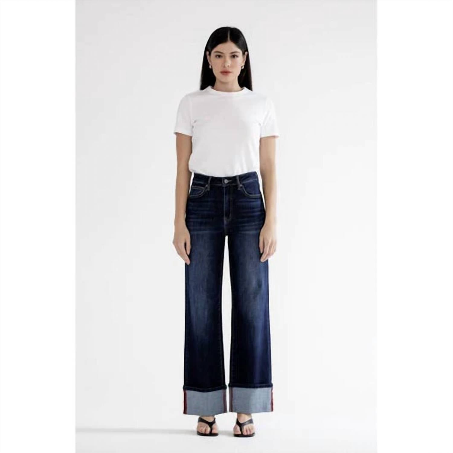 Mica Denim - High Rise Wide Leg Jeans With Cuff