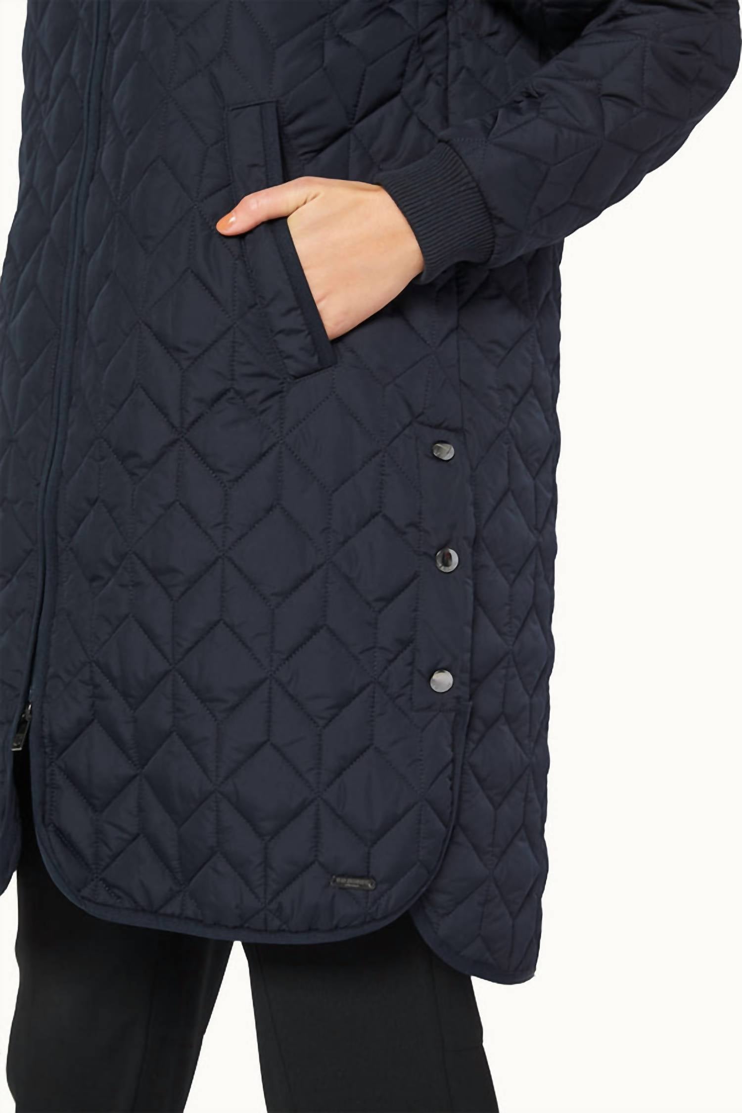 Ilse Jacobsen Padded Quilt Coat in dark indigo - women's jacket - alternate view