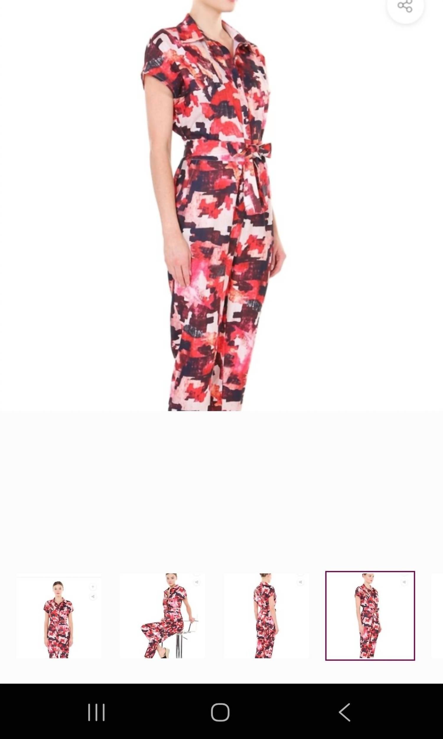 BEULAHSTYLE Front Button Down Printed Jumpsuit in red - women's pants - alternate view