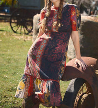 RO'S GARDEN Freya Midi Dress in orange - women's dress - detail view