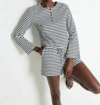 Nation LTD Stacey Short in navy breton stripe - women's shorts