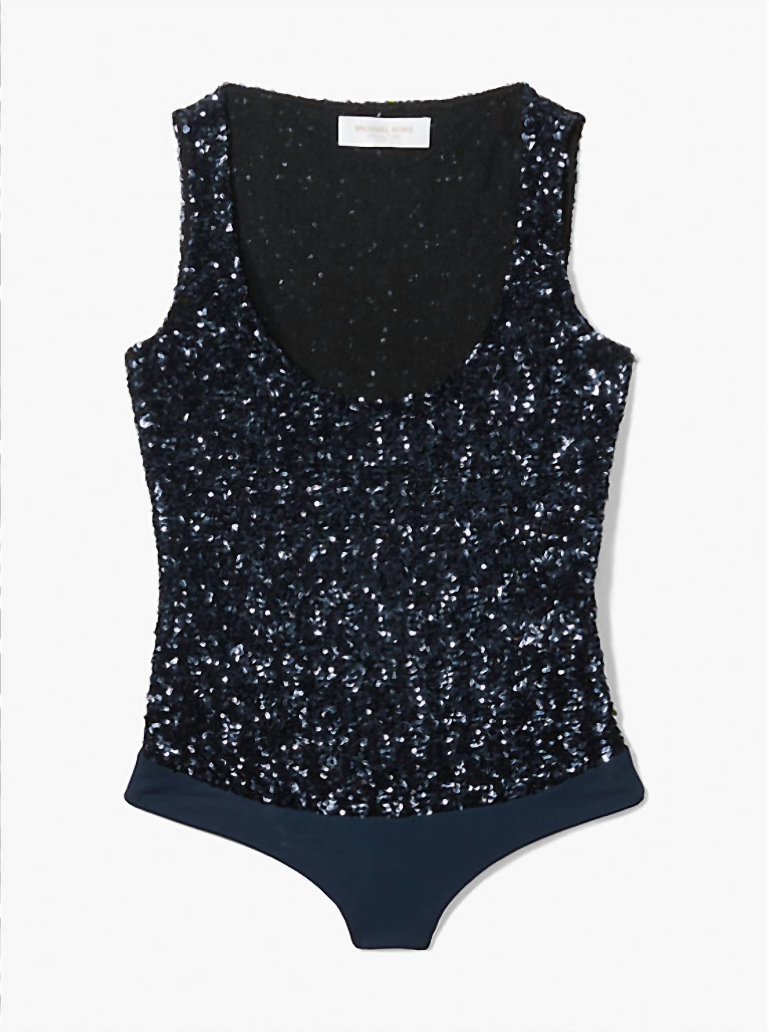 Michael Kors - Sequined Stretch Tulle Scoop Neck Bodysuit