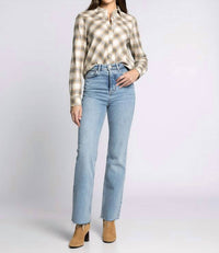 Thread & Supply Yana Collared Shirt in cream blue plaid - women's shirt - view 4