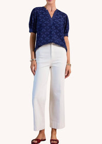 Current Air - Textured Star Pattern Short Sleeve Blouse