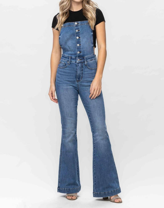 Judy Blue - High Waist Tummy Control Top Flare Overall Jeans