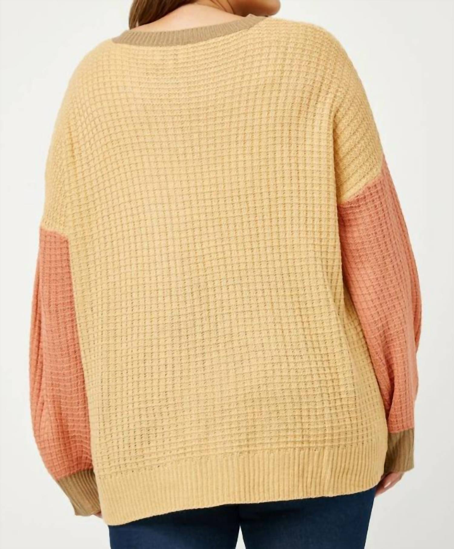 Hayden La - Color Block Waffle Knit Sweater
