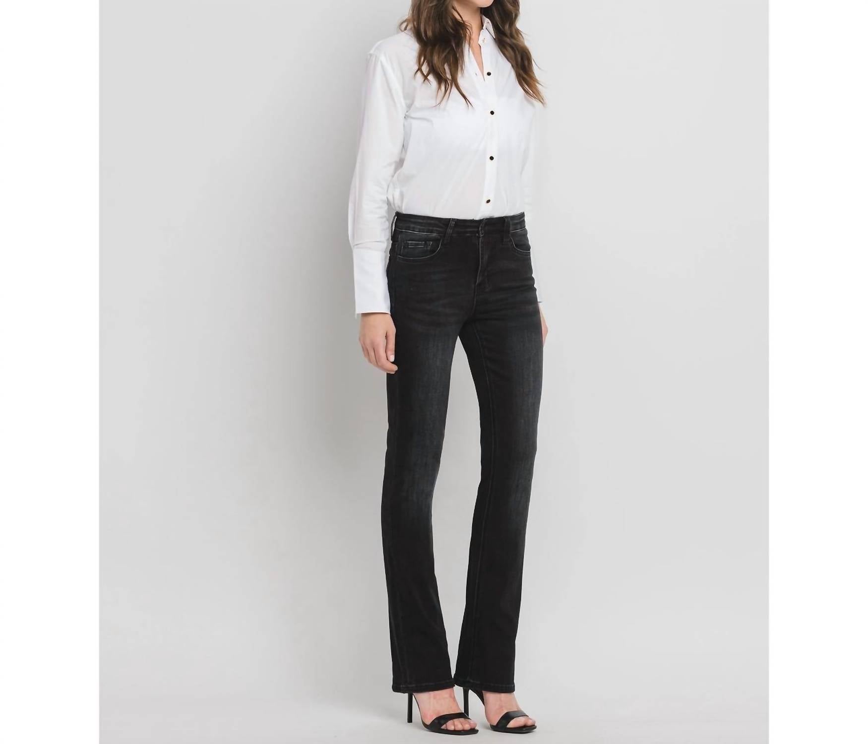 FLYING MONKEY High Rise Slim Bootcut Jeans in faded black - women's jeans - view 4