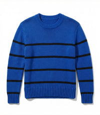 Karen Kane Stripe Crewneck Sweater in sapphire with black - women's sweater - view 4
