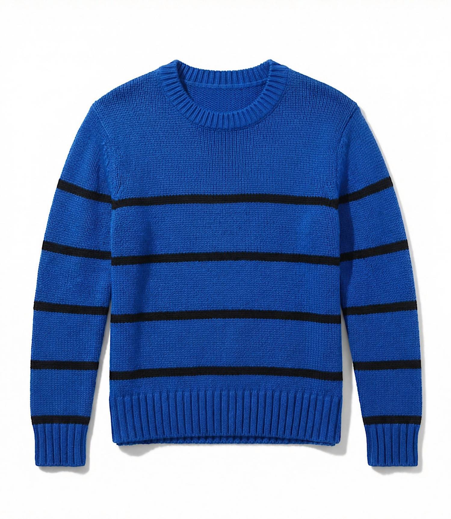 Karen Kane Stripe Crewneck Sweater in sapphire with black - women's sweater - view 4