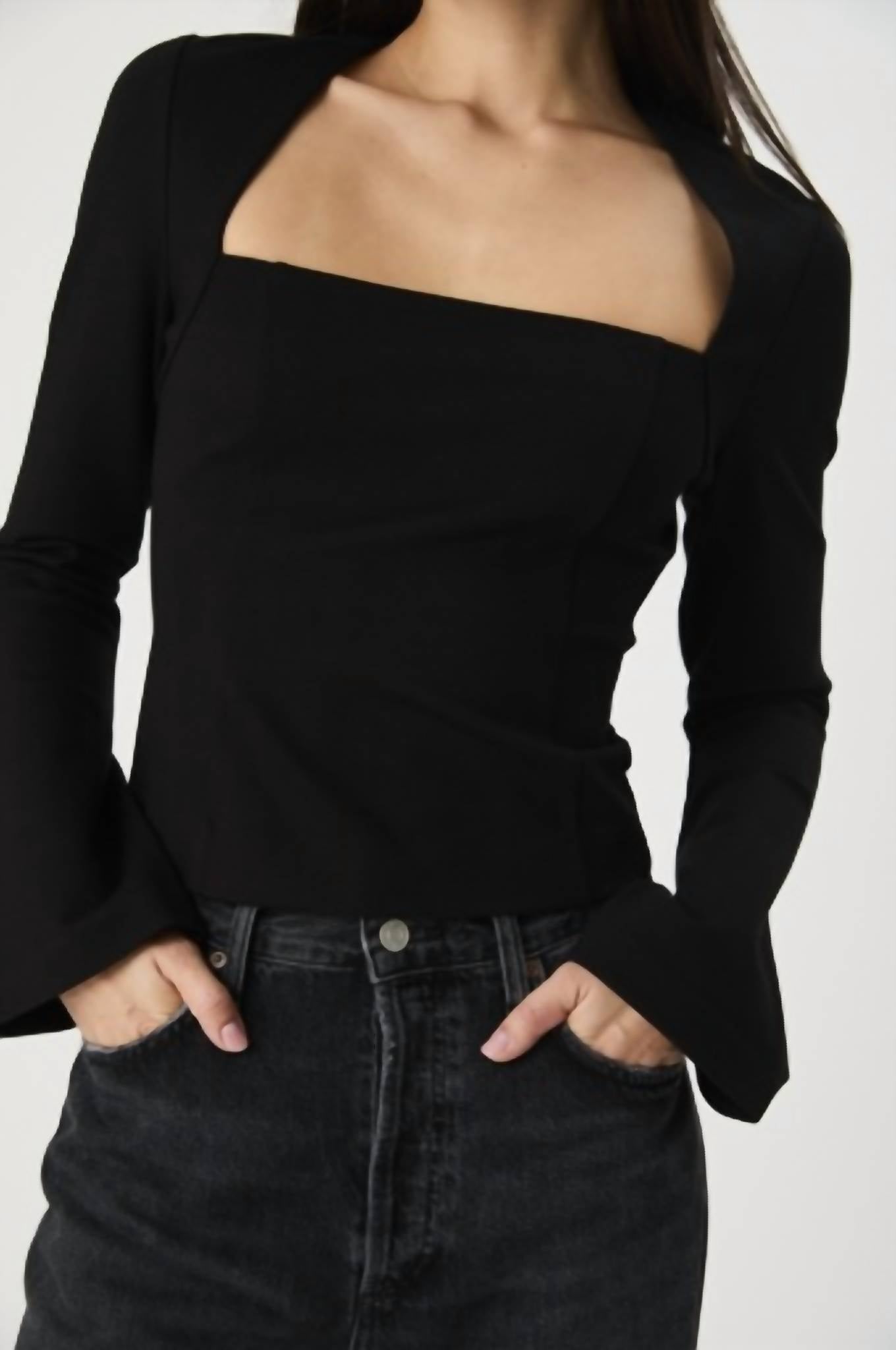 French Connection - Cleo Ponte Long Sleeve Fitted Top