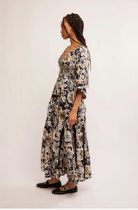 Free People Printed Dixi Maxi Dress in black combo - women's dress - alternate view