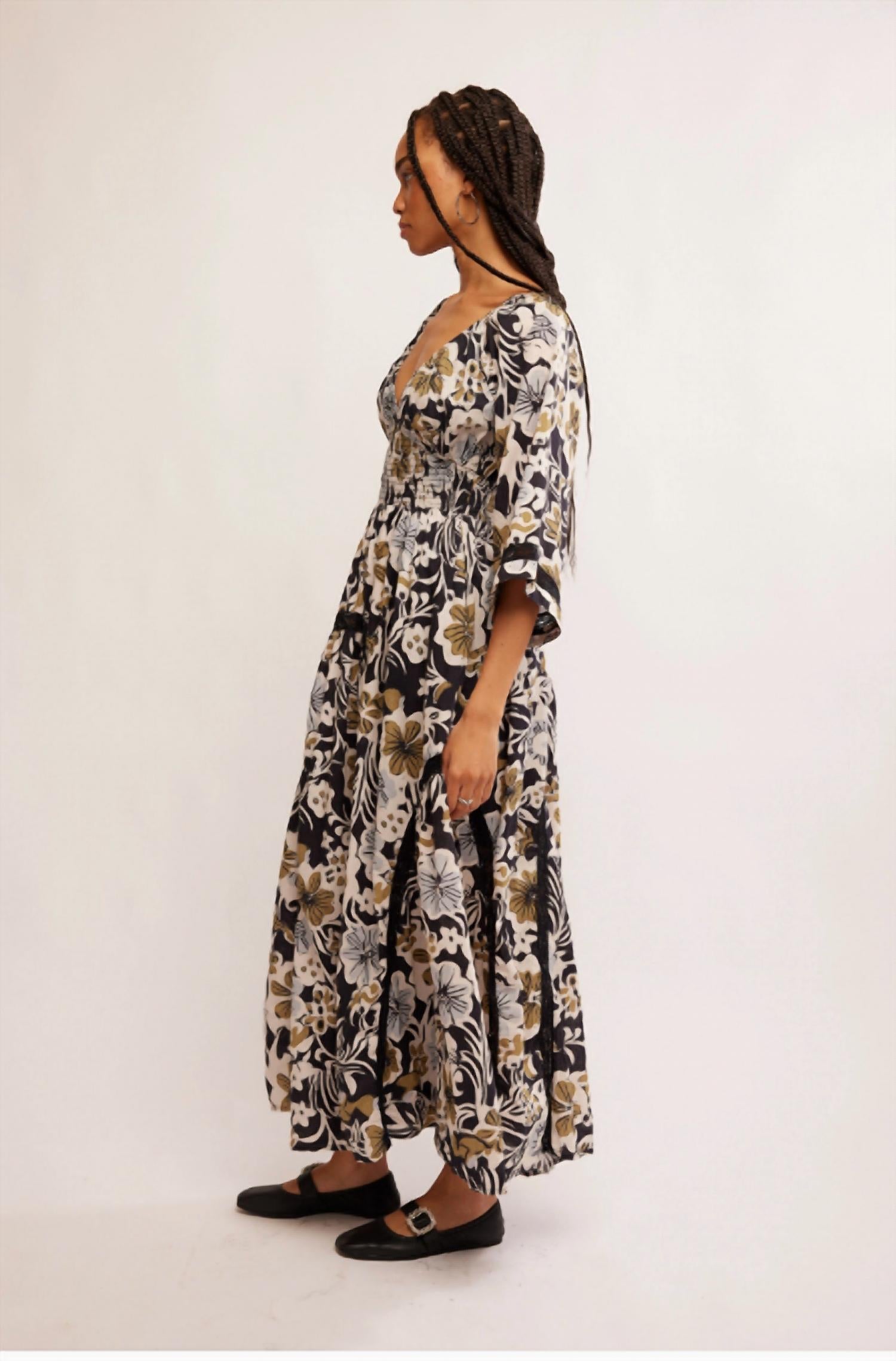 Free People Printed Dixi Maxi Dress in black combo - women's dress - alternate view