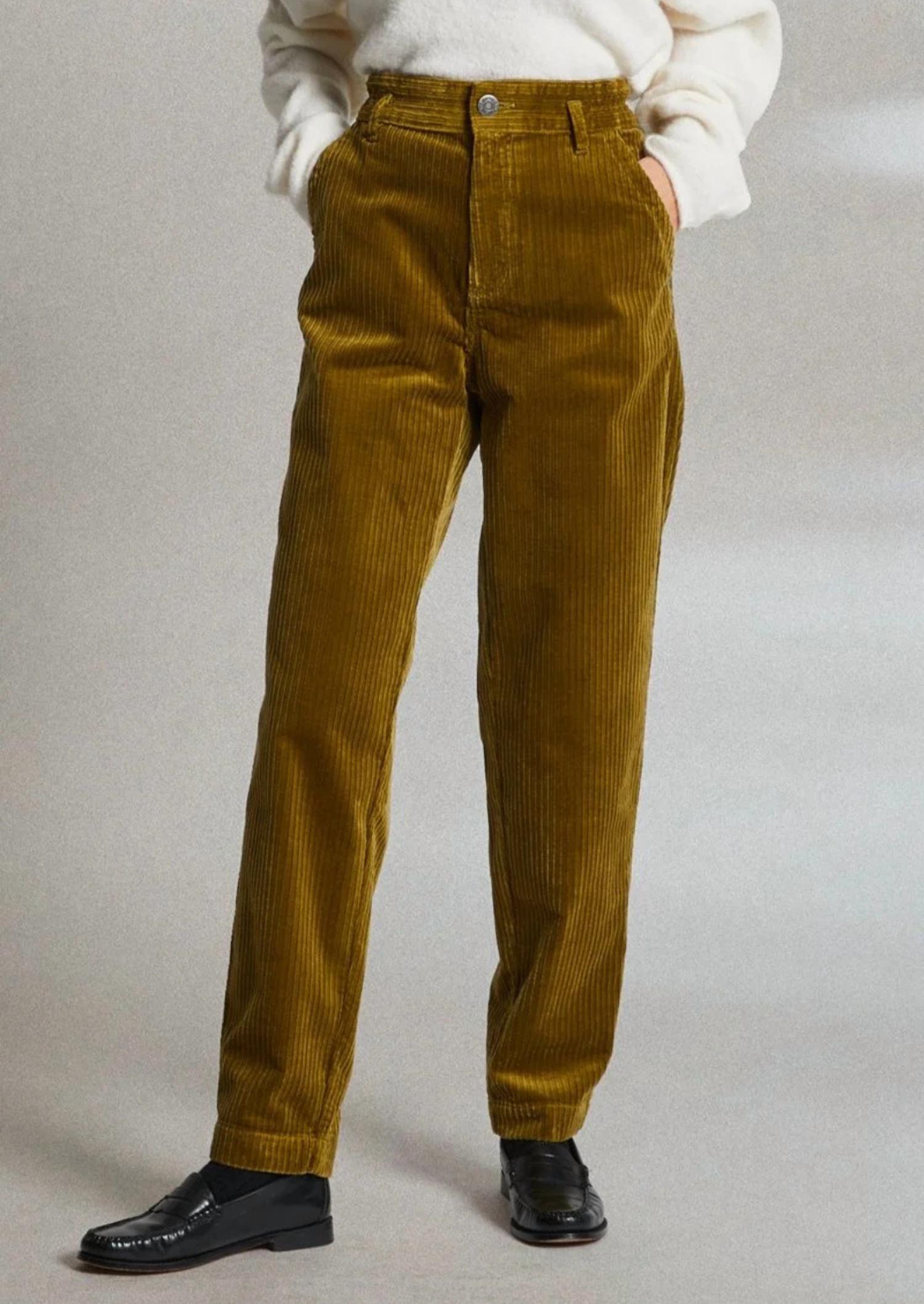 MAT DE MISAINE Prony Corduroy Pants in pistachio - women's pants - detail view