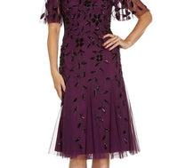 Adrianna Papell - Embellished Flutter Sleeve A Line Dress