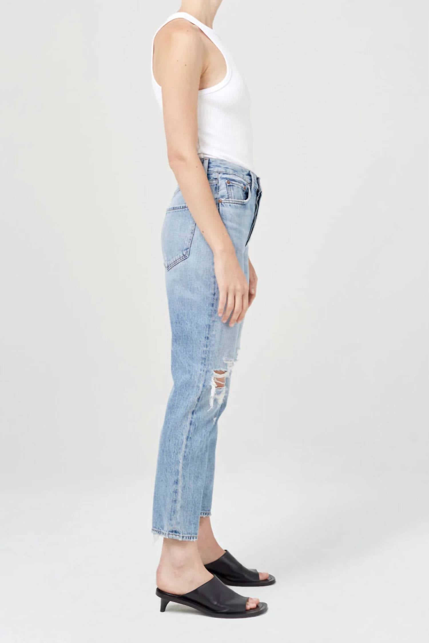 AGOLDE Women's Riley High Rise Straight Crop Jean in blitz - women's jeans - alternate view