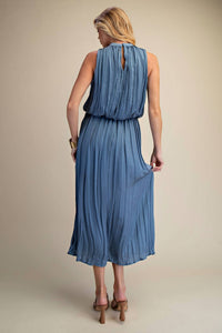 GLAM Pleated Midi Dress in slate - women's dress - detail view