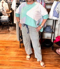 Easel - Winay Striped Mix Media Tee