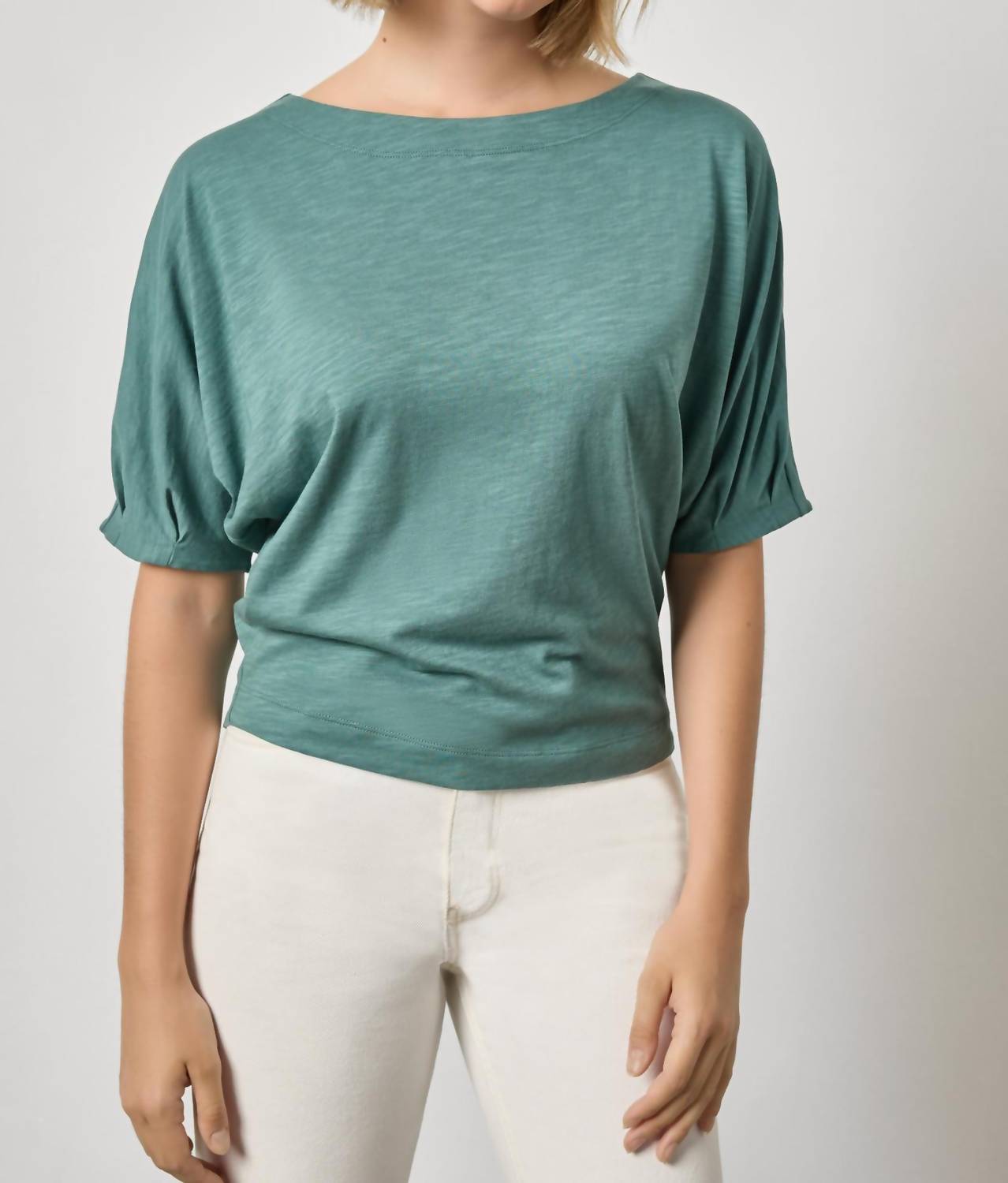Lilla P Darted Sleeve Dolman Wedge Top in eucalyptus - women's blouse