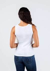 GOLDIE Cotton Variegated Rib Tank in white - women's tank top - view 5
