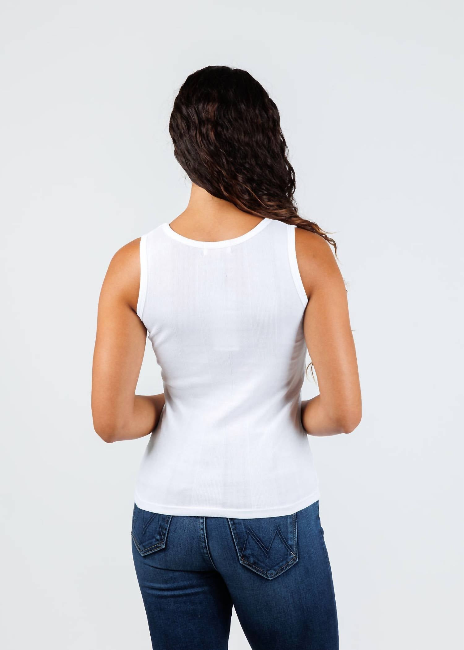 GOLDIE Cotton Variegated Rib Tank in white - women's tank top - view 5