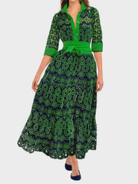 GRETCHEN SCOTT Little Bo Peep Maxi Dress in la di da navy kelly - women's dress