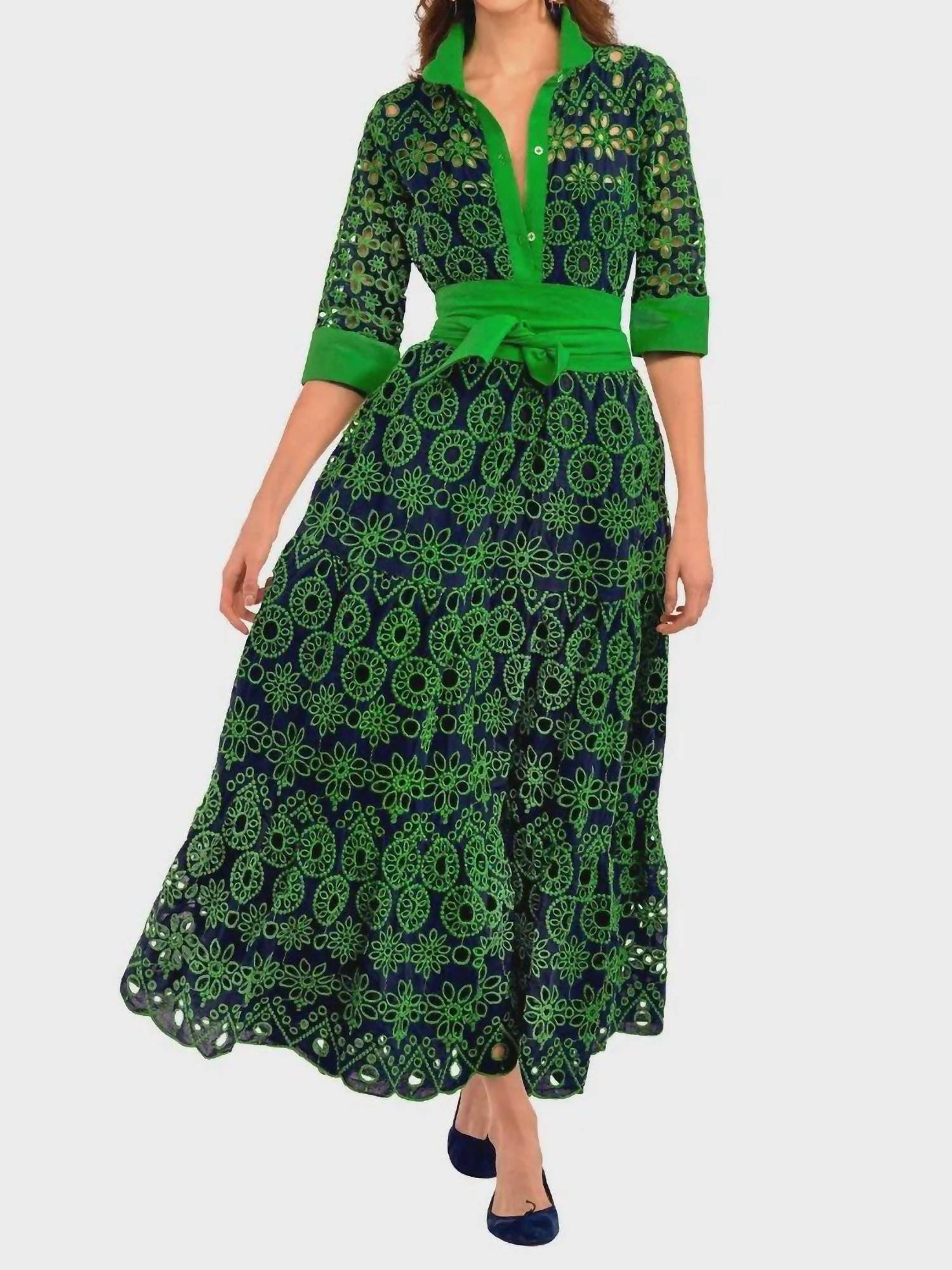GRETCHEN SCOTT Little Bo Peep Maxi Dress in la di da navy kelly - women's dress