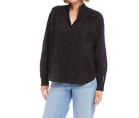 Karen Kane Long Sleeve Beaded Sequin Shirt in black - women's long sleeve top