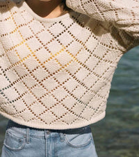 Z Supply Women's Hullen Diamond Crochet Sweater in white - women's sweater - view 5