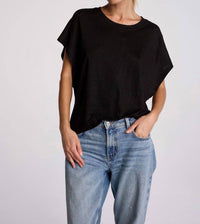 sundays Linen Roxy Short Sleeve Tee in black - women's t-shirt