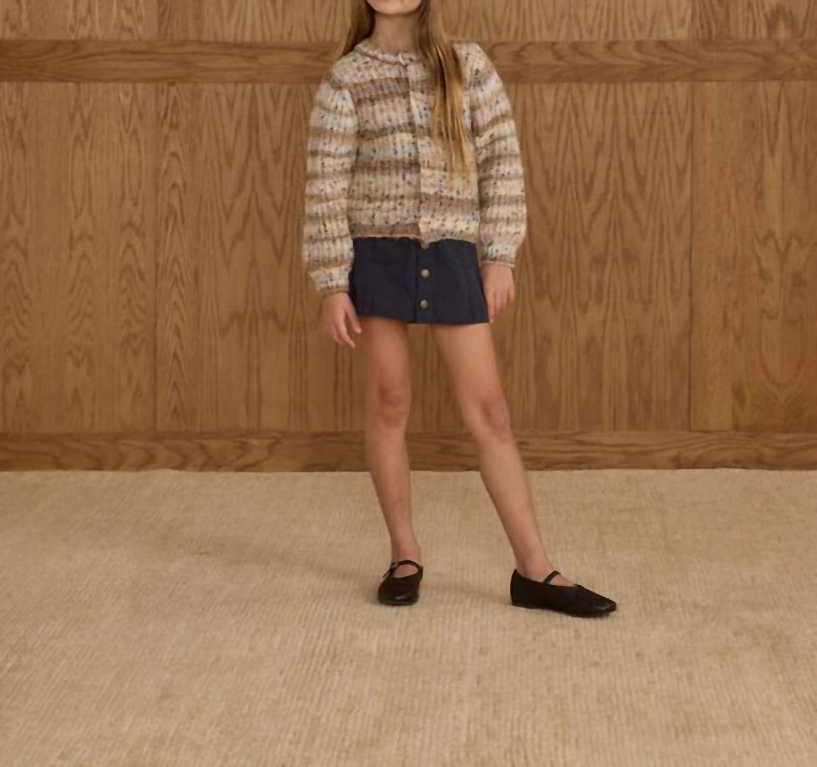 Rylee + Cru Denver Mini Skirt in indigo denim 1 - kids' skirt - detail view